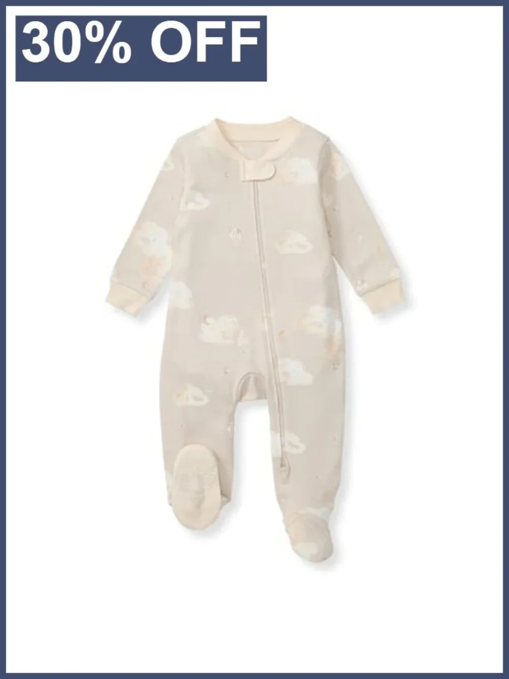 Organic Cotton Baby Footed Pajamas with Non-Slip Grips, Zipper